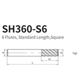 G-SH360-S6  6 Flutes, Standard Length,Square - Big-tools Industrial Supply Tools for Metal Cutting